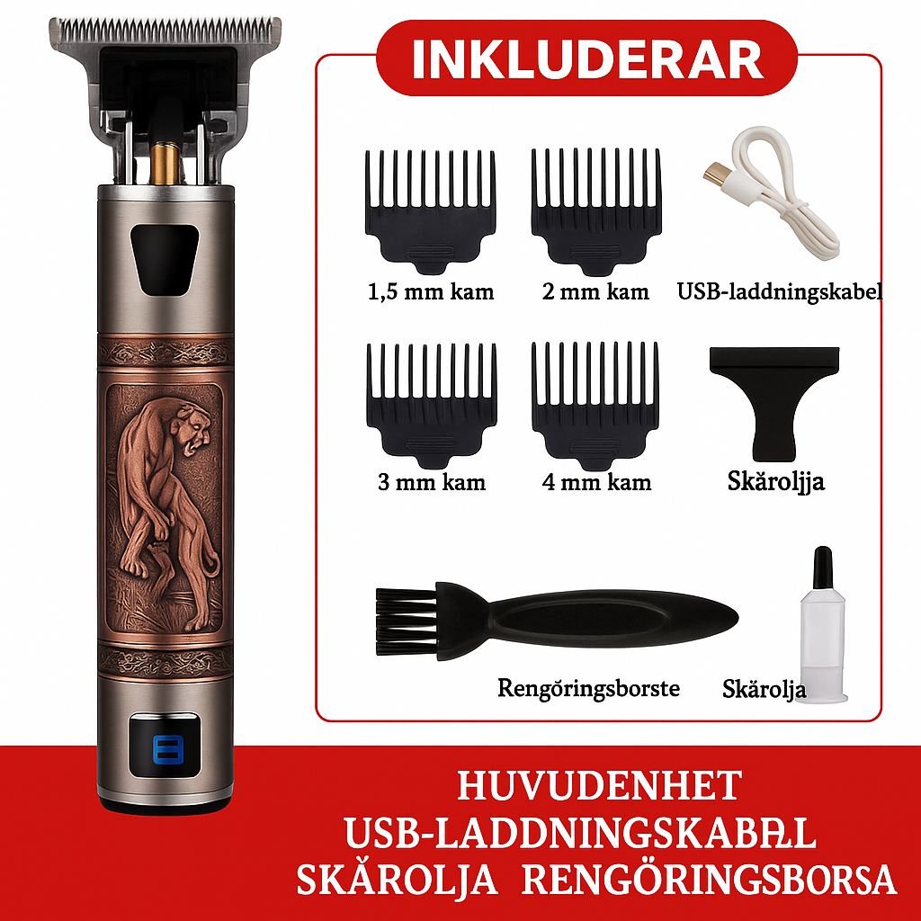 Oppladbar hår- og skjeggtrimmer