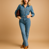 Nova – Stilren denim jumpsuit med raka ben
