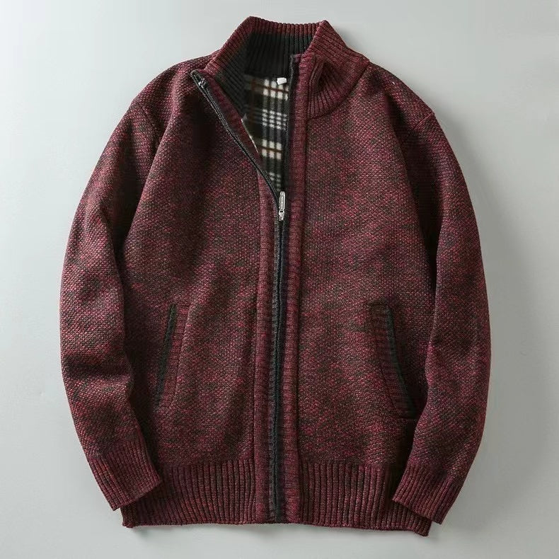 Strikket herresweater med lynlås for varme og stil