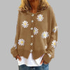 Blomstret strikket sweater til kvinder