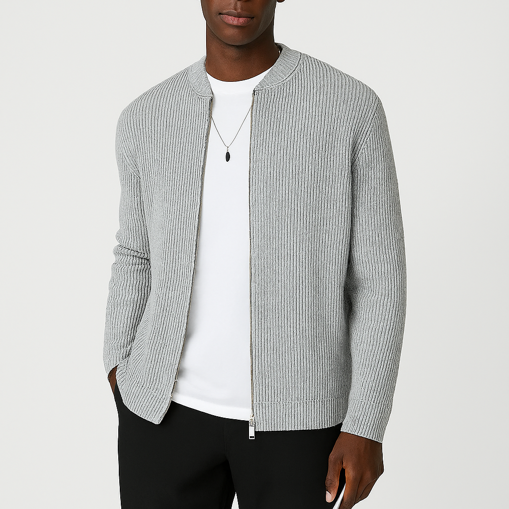 Herr Casual Lynlås Strikket Cardigan