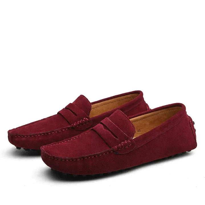 Italienskproduserte børstede stoffloafers for menn