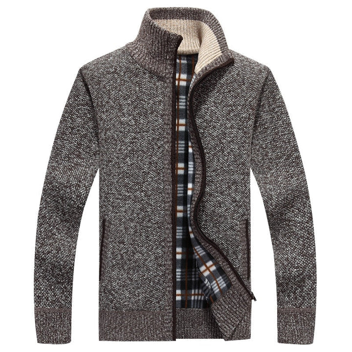 Strikket herresweater med lynlås for varme og stil