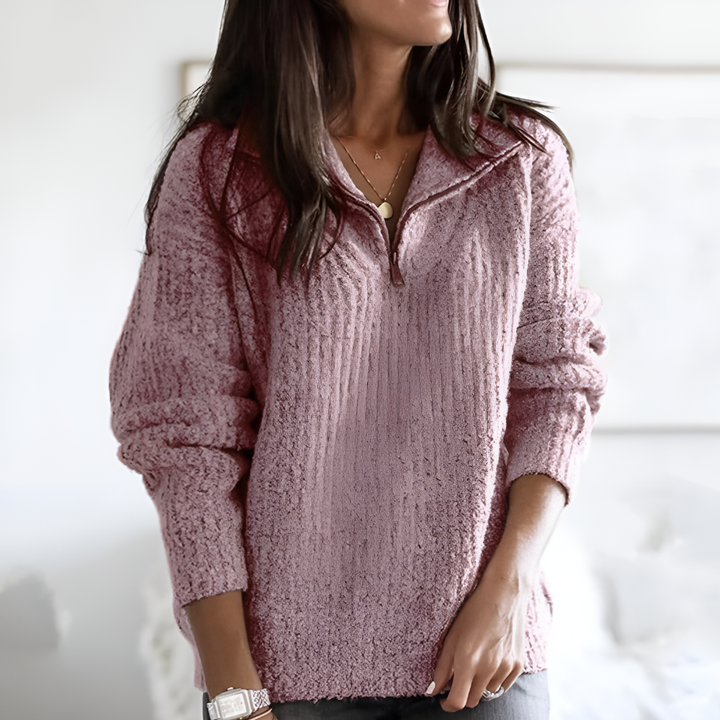 Damtröja med halv dragkedja