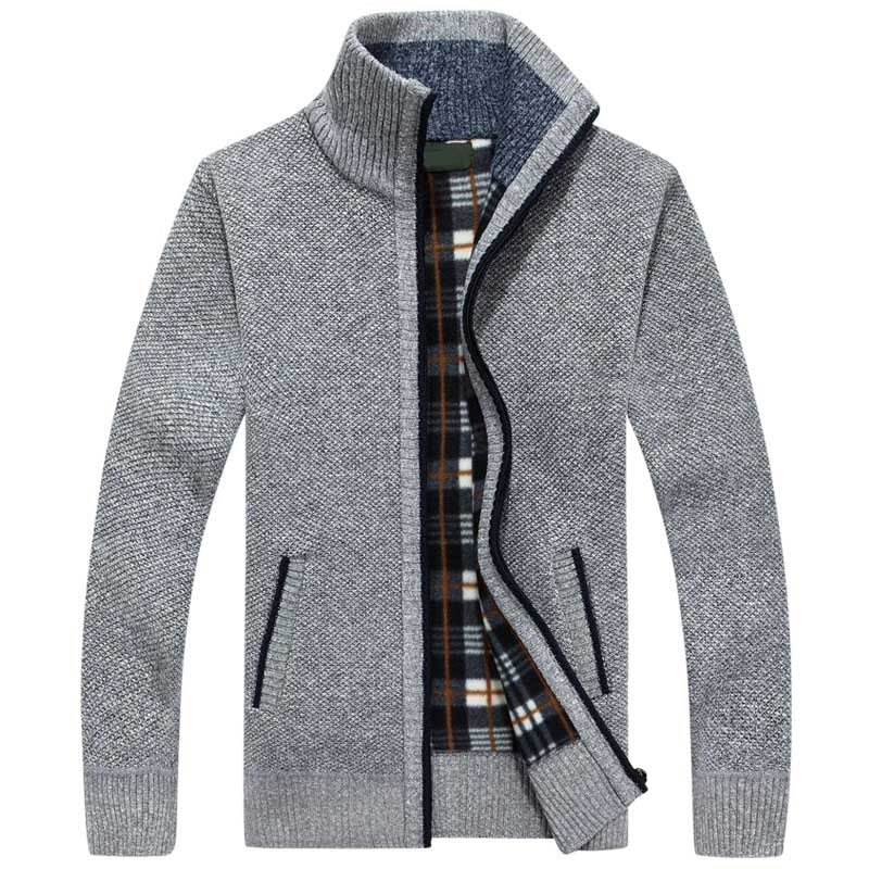 Strikket herresweater med lynlås for varme og stil
