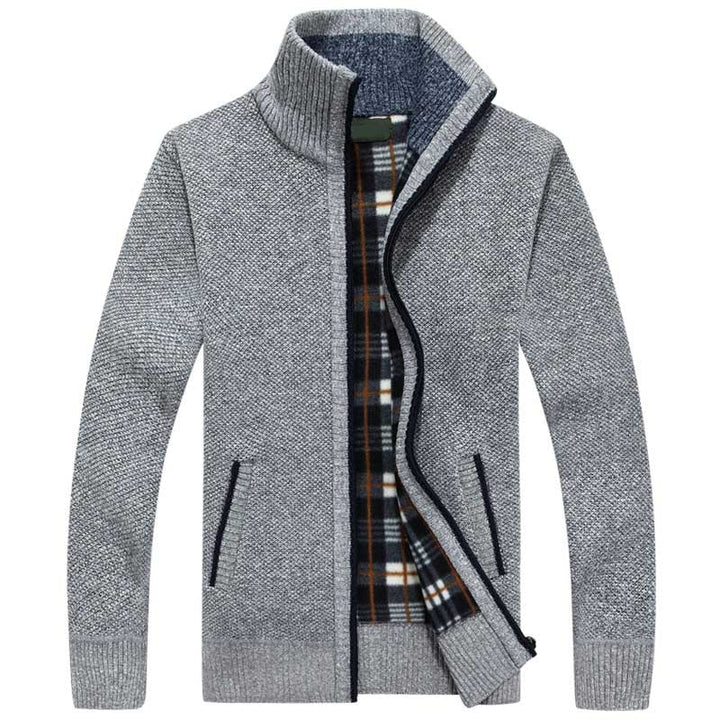 Strikket herresweater med lynlås for varme og stil