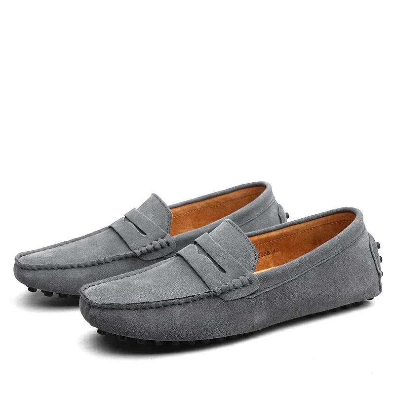 Italienskproduserte børstede stoffloafers for menn