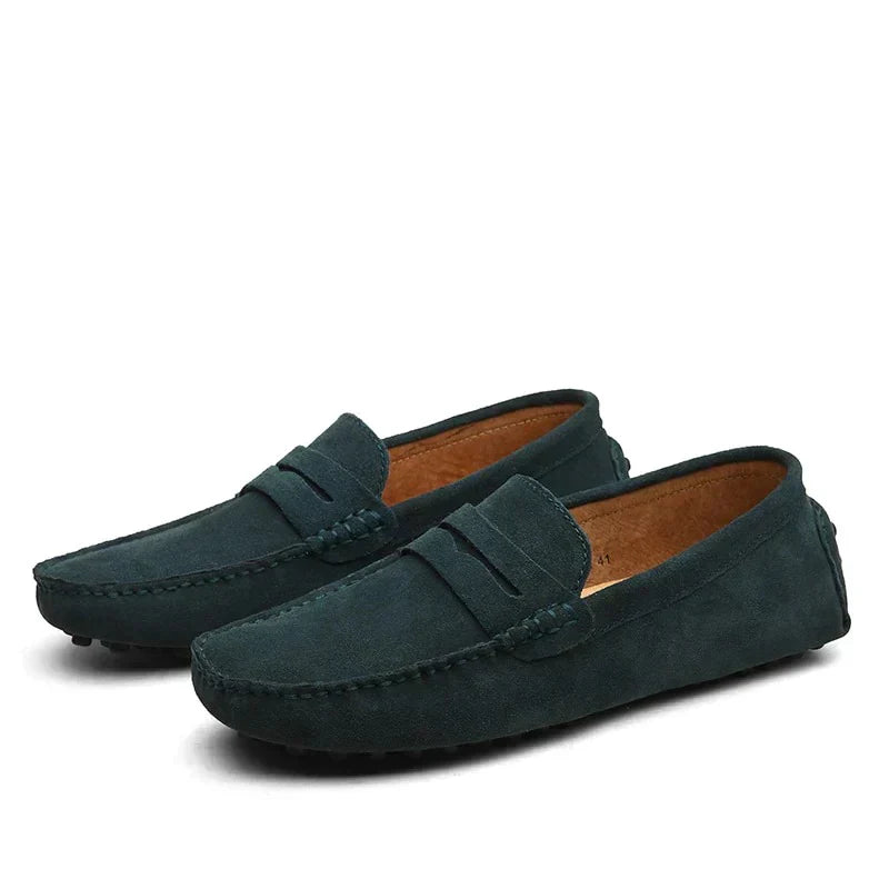 Italienskproduserte børstede stoffloafers for menn