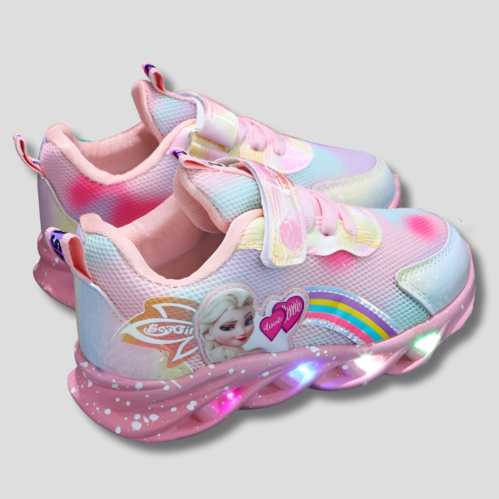 Färgglada, upplysta barnsneakers