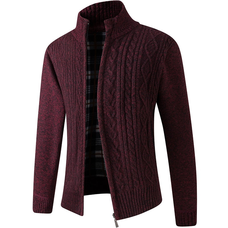 Strikket herresweater med lynlås for varme og stil