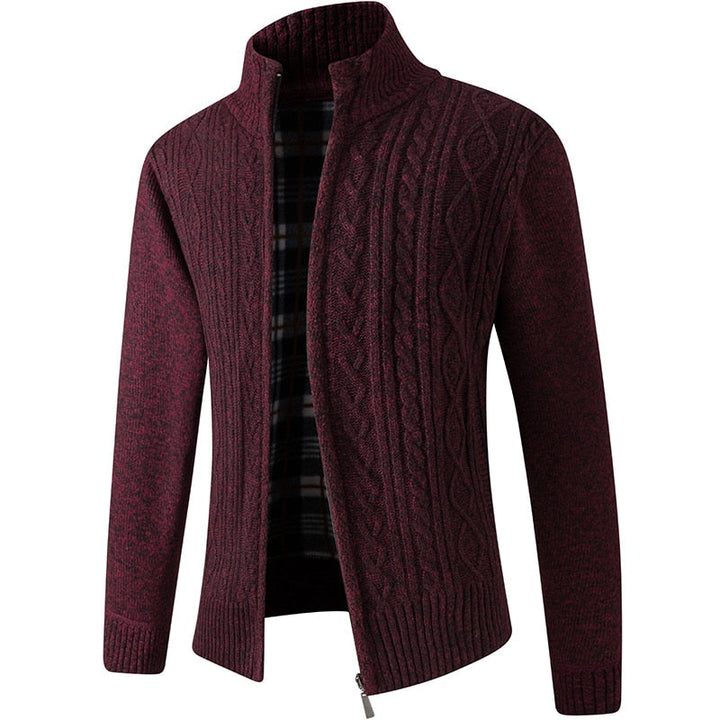 Strikket herresweater med lynlås for varme og stil