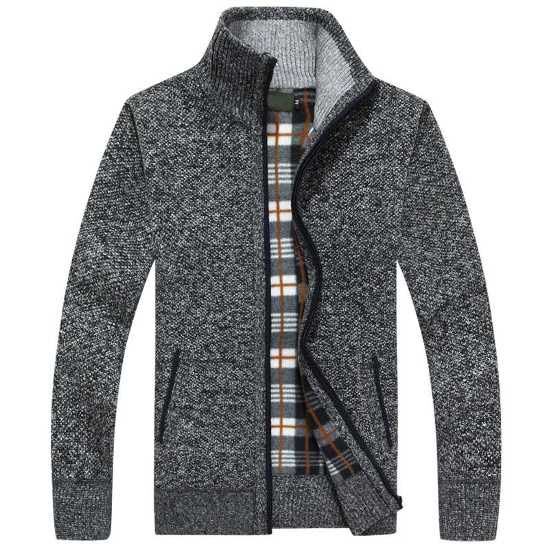 Strikket herresweater med lynlås for varme og stil