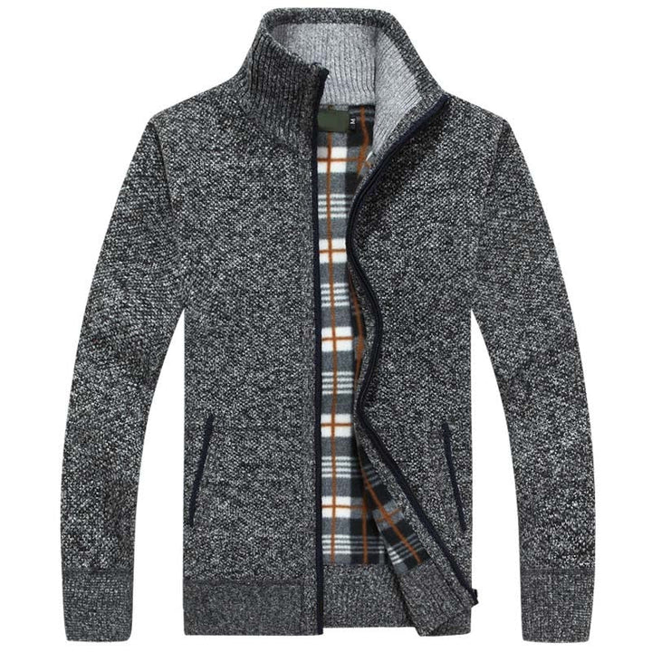 Strikket herresweater med lynlås for varme og stil
