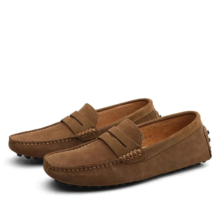 Italienskproduserte børstede stoffloafers for menn