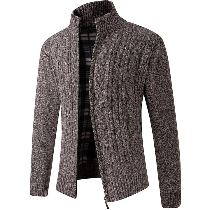 Strikket herresweater med lynlås for varme og stil