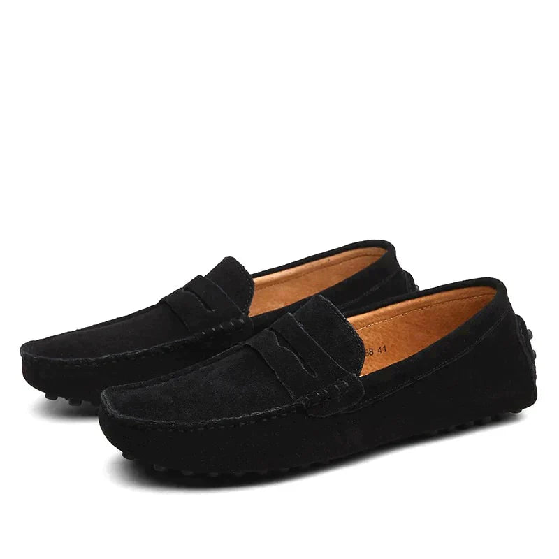 Italienskproduserte børstede stoffloafers for menn