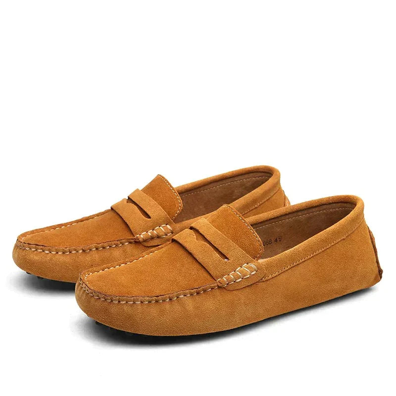 Italienskproduserte børstede stoffloafers for menn