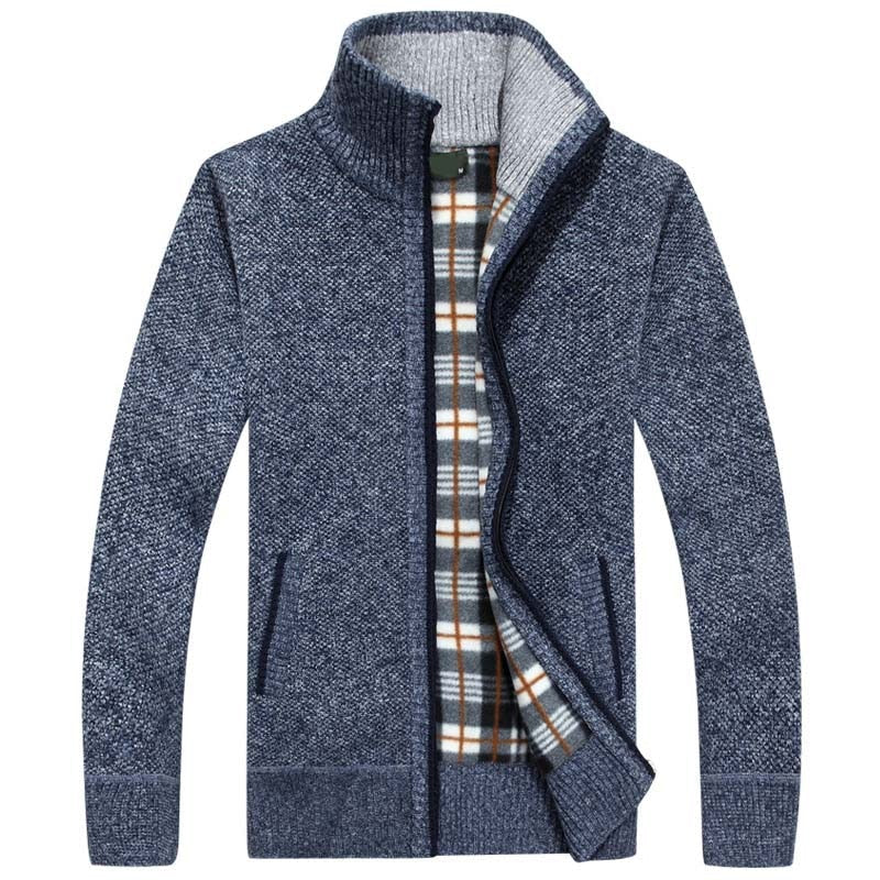 Strikket herresweater med lynlås for varme og stil