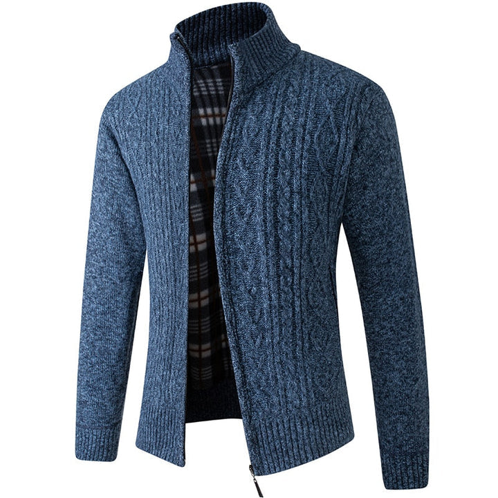 Strikket herresweater med lynlås for varme og stil
