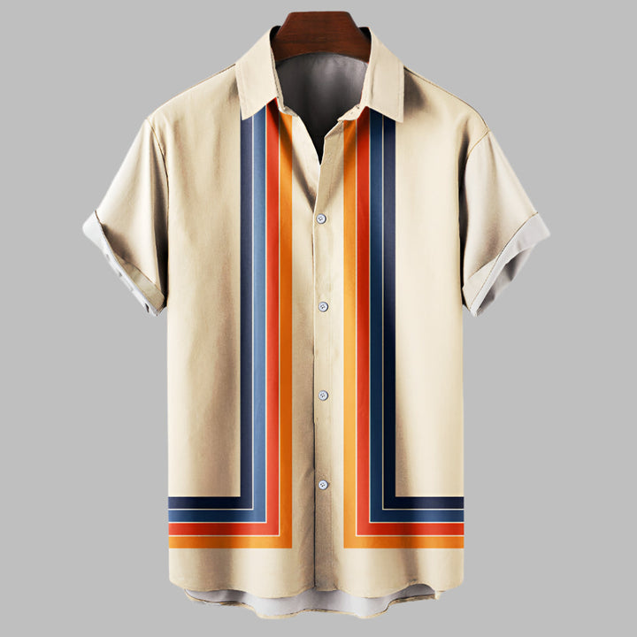 Retro löst sittande herrskjorta med kort ärm
