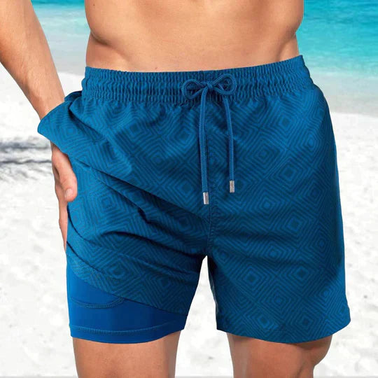 Trendy badeshorts for menn med fôr og telefonlomme
