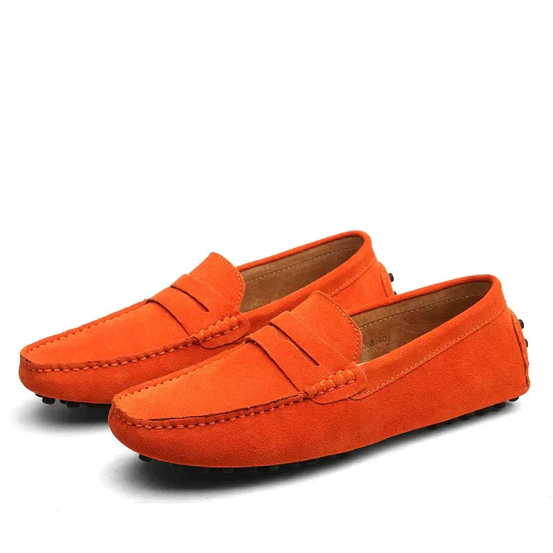 Italienskproduserte børstede stoffloafers for menn