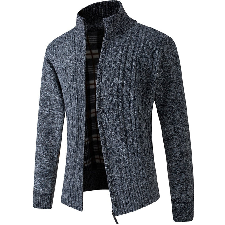 Strikket herresweater med lynlås for varme og stil