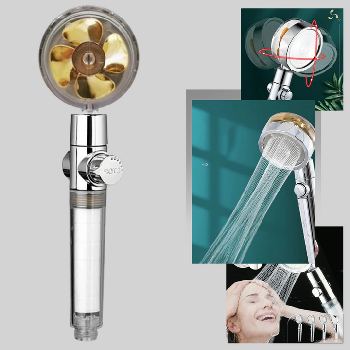 Duschmunstycke med roterande propeller Högtrycksregneffekt