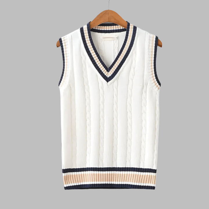 Retro randig preppy stil ärmlös tröja