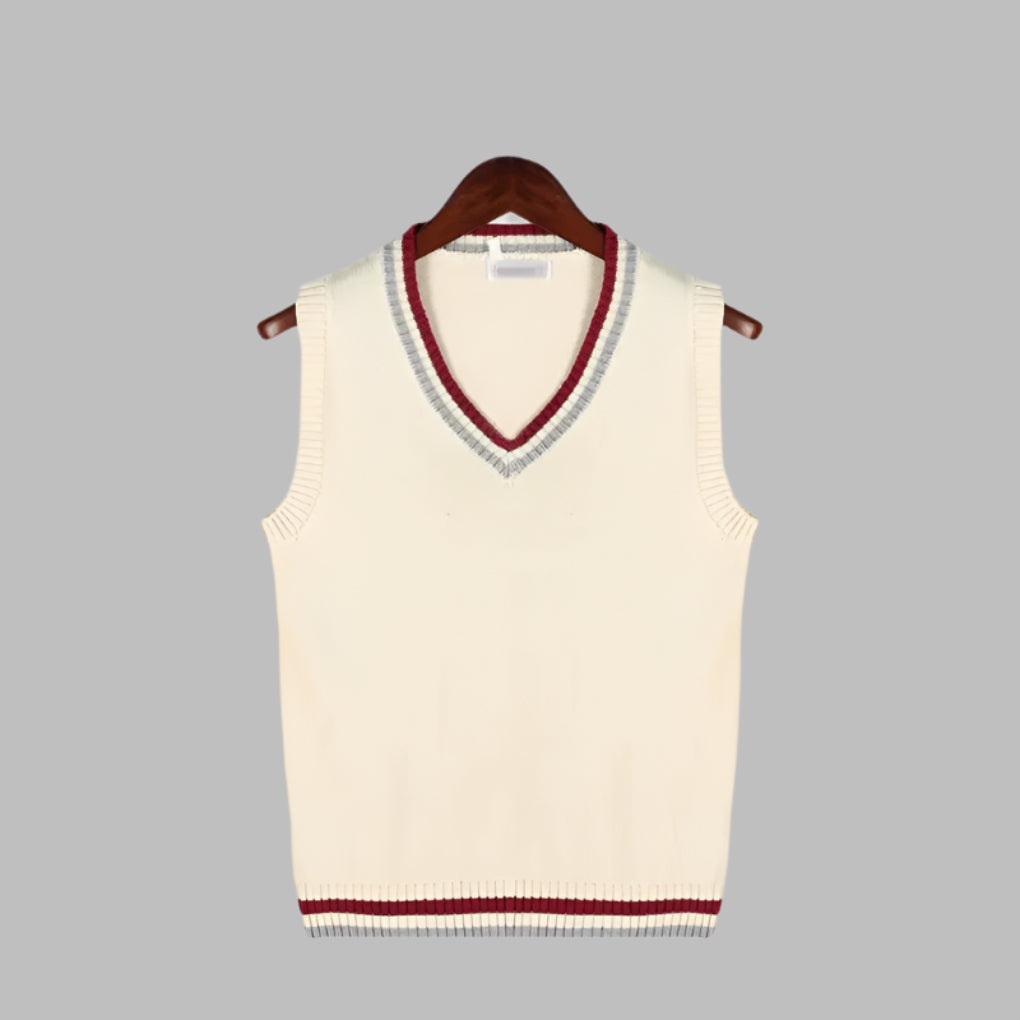 Retro randig preppy stil ärmlös tröja