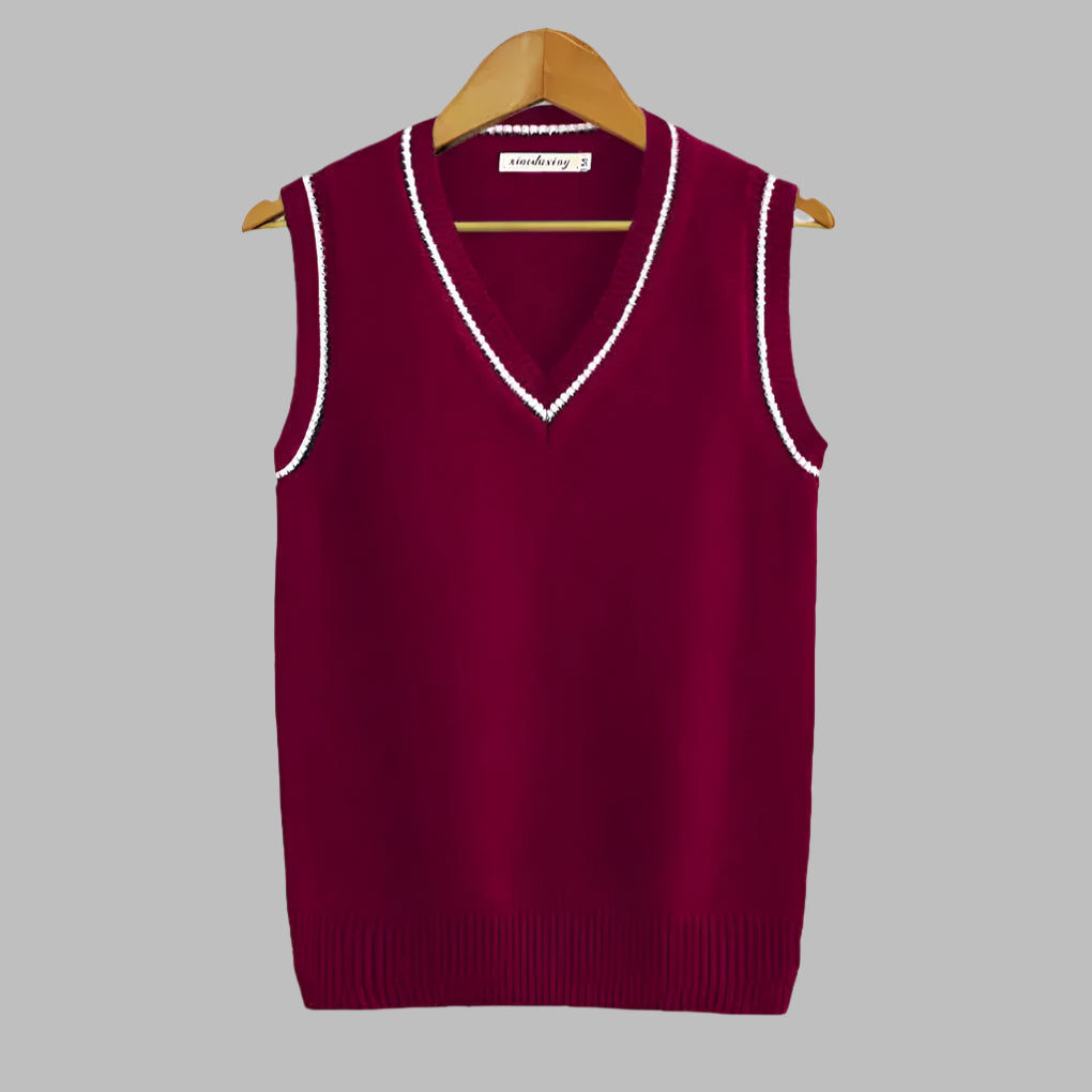 Retro randig preppy stil ärmlös tröja