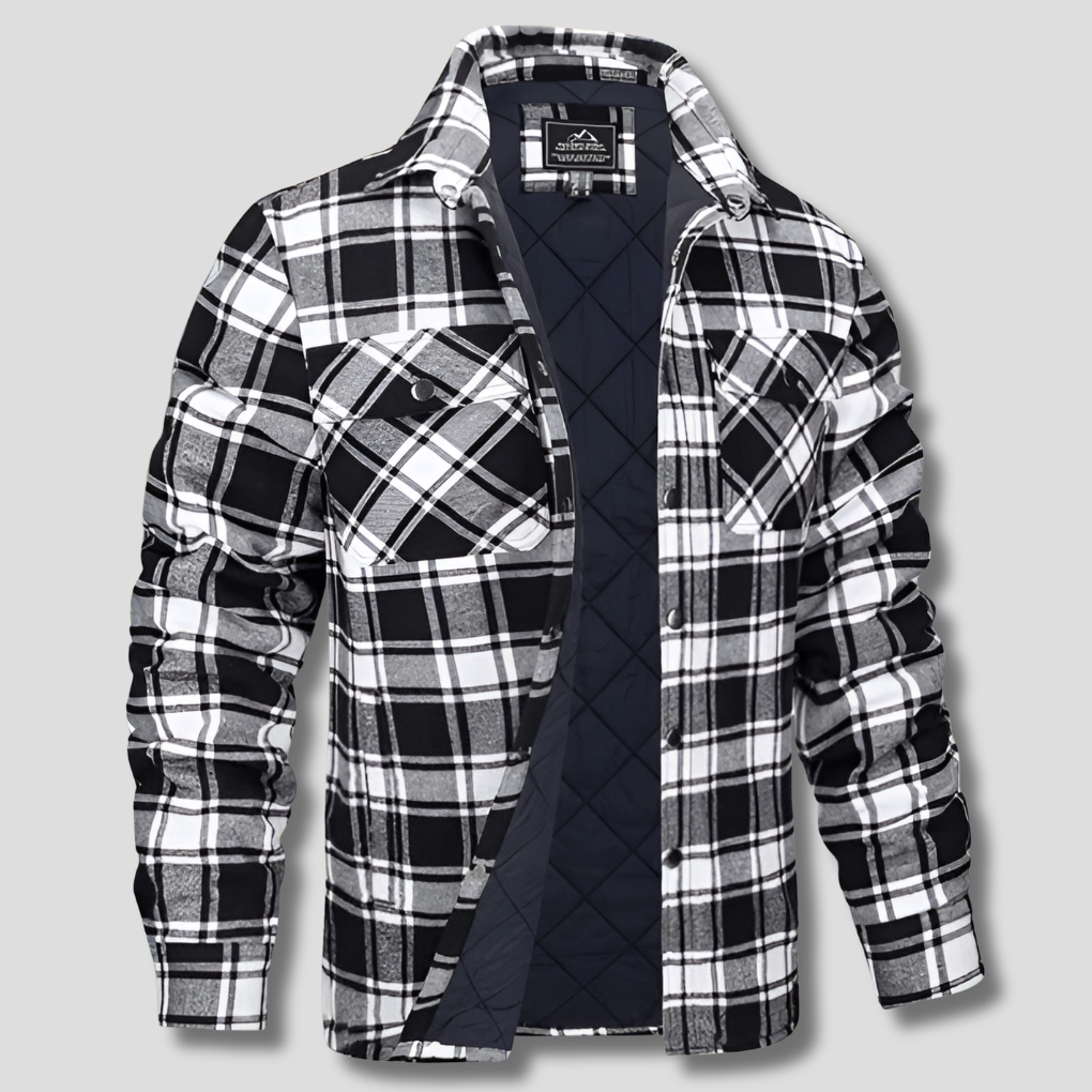 Bomstickad struktursrutig flanellskjorta med skogshuggare