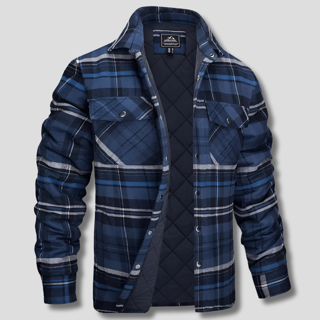 Bomstickad struktursrutig flanellskjorta med skogshuggare