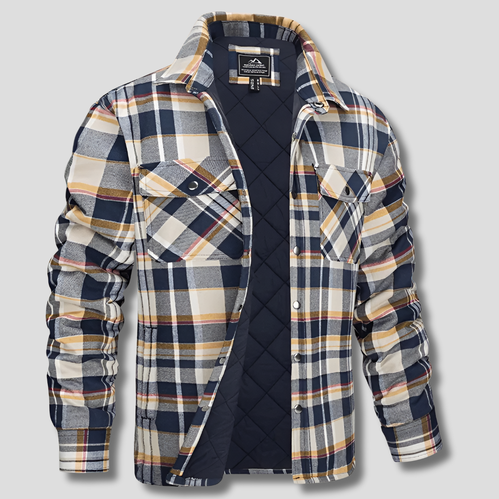 Bomstickad struktursrutig flanellskjorta med skogshuggare