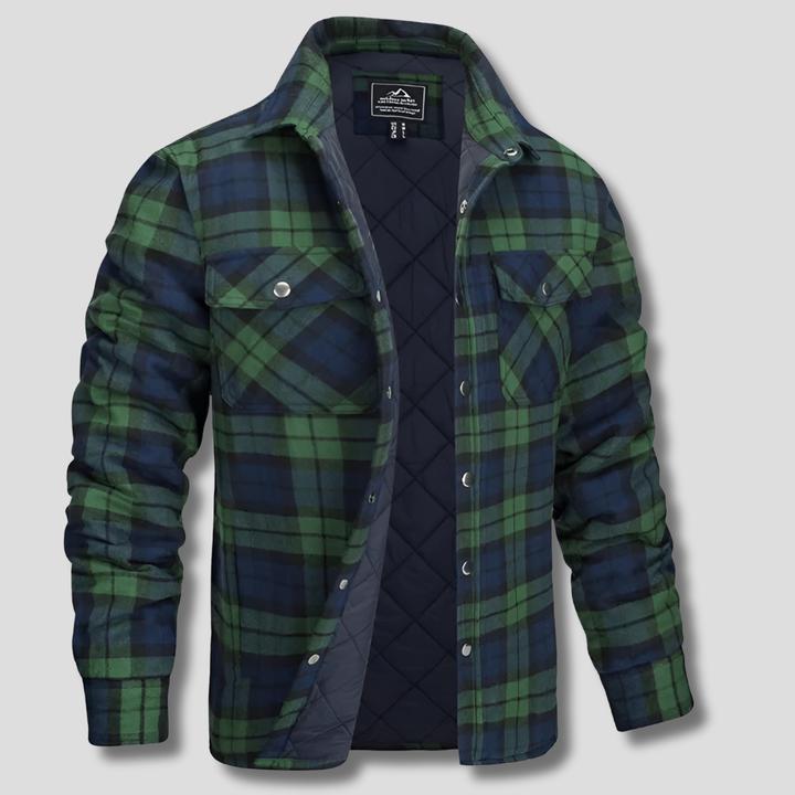 Bomstickad struktursrutig flanellskjorta med skogshuggare