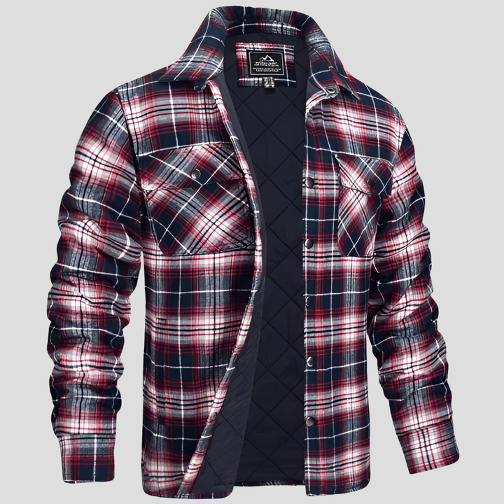 Bomstickad struktursrutig flanellskjorta med skogshuggare