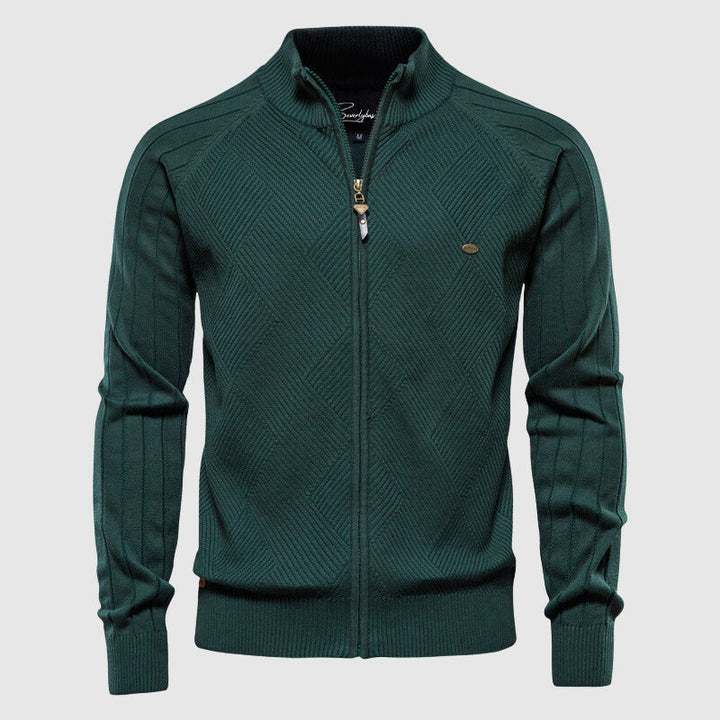 For mænd Bomstrikket struktur Fstrikket struktur-Zip-Cardigan