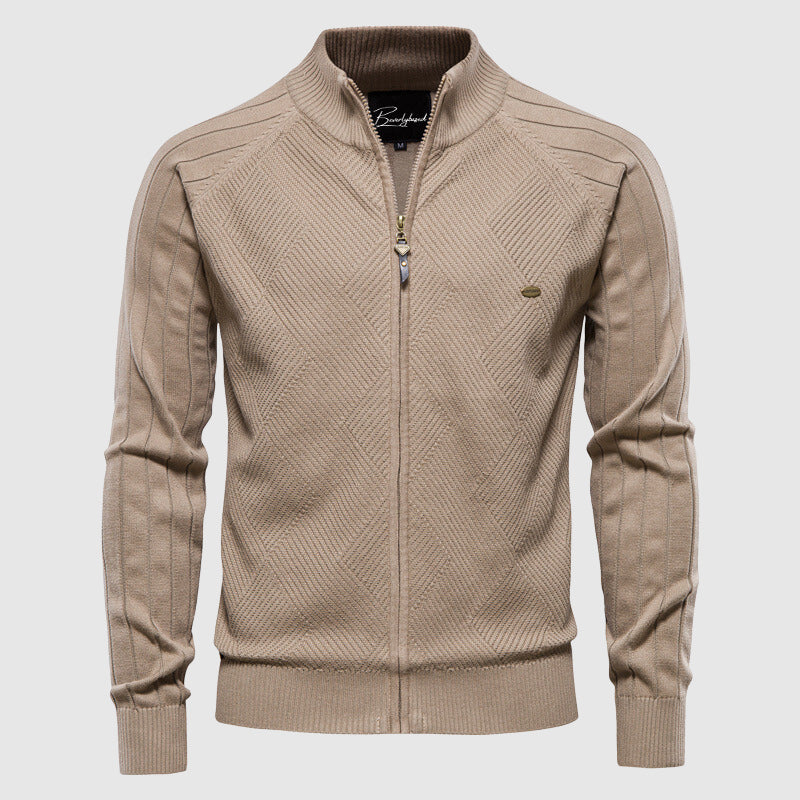 For mænd Bomstrikket struktur Fstrikket struktur-Zip-Cardigan