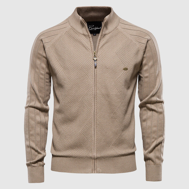 For mænd Bomstrikket struktur Fstrikket struktur-Zip-Cardigan