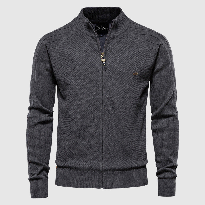 For mænd Bomstrikket struktur Fstrikket struktur-Zip-Cardigan