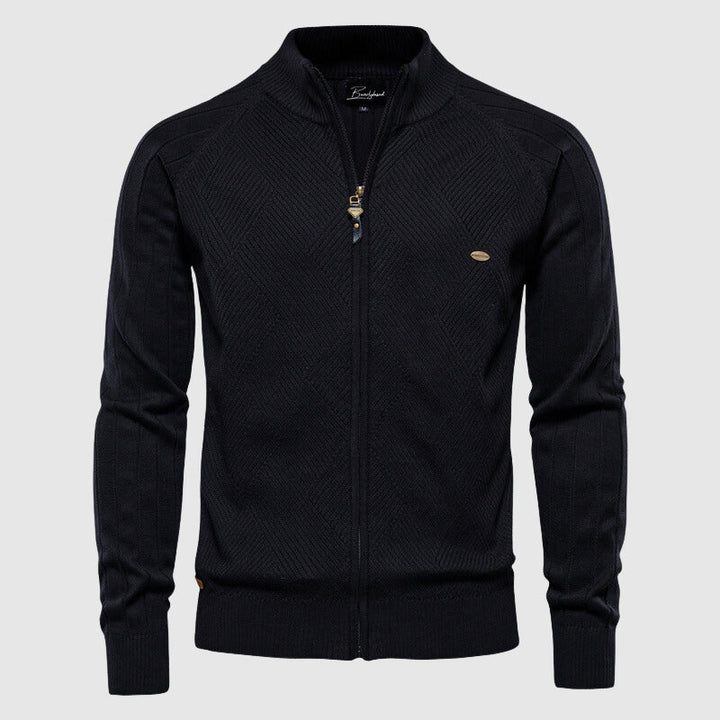 For mænd Bomstrikket struktur Fstrikket struktur-Zip-Cardigan
