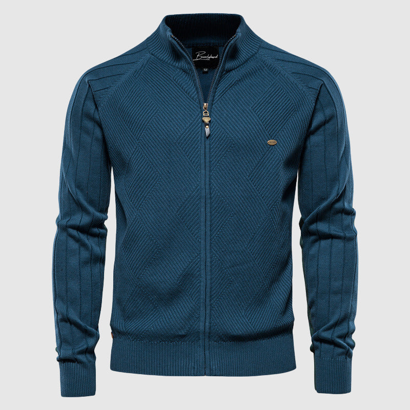 For mænd Bomstrikket struktur Fstrikket struktur-Zip-Cardigan