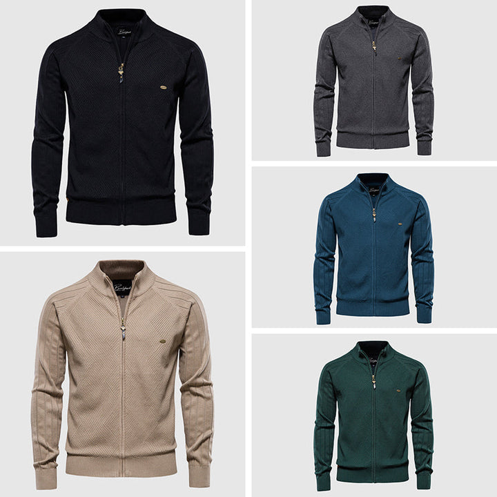 For mænd Bomstrikket struktur Fstrikket struktur-Zip-Cardigan