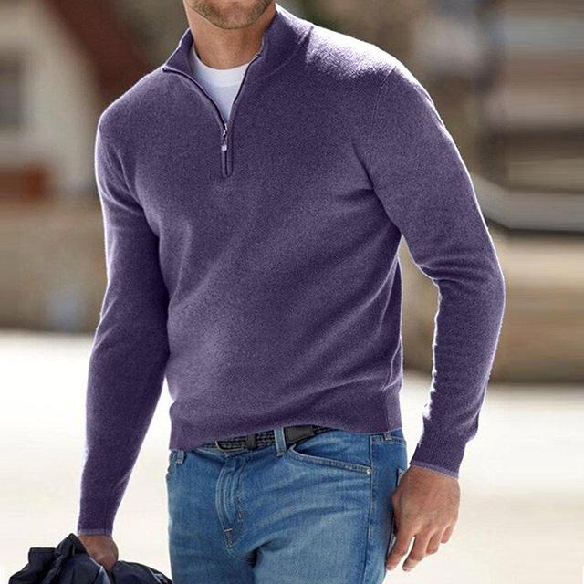 V-hals Pullover för herrar med rits