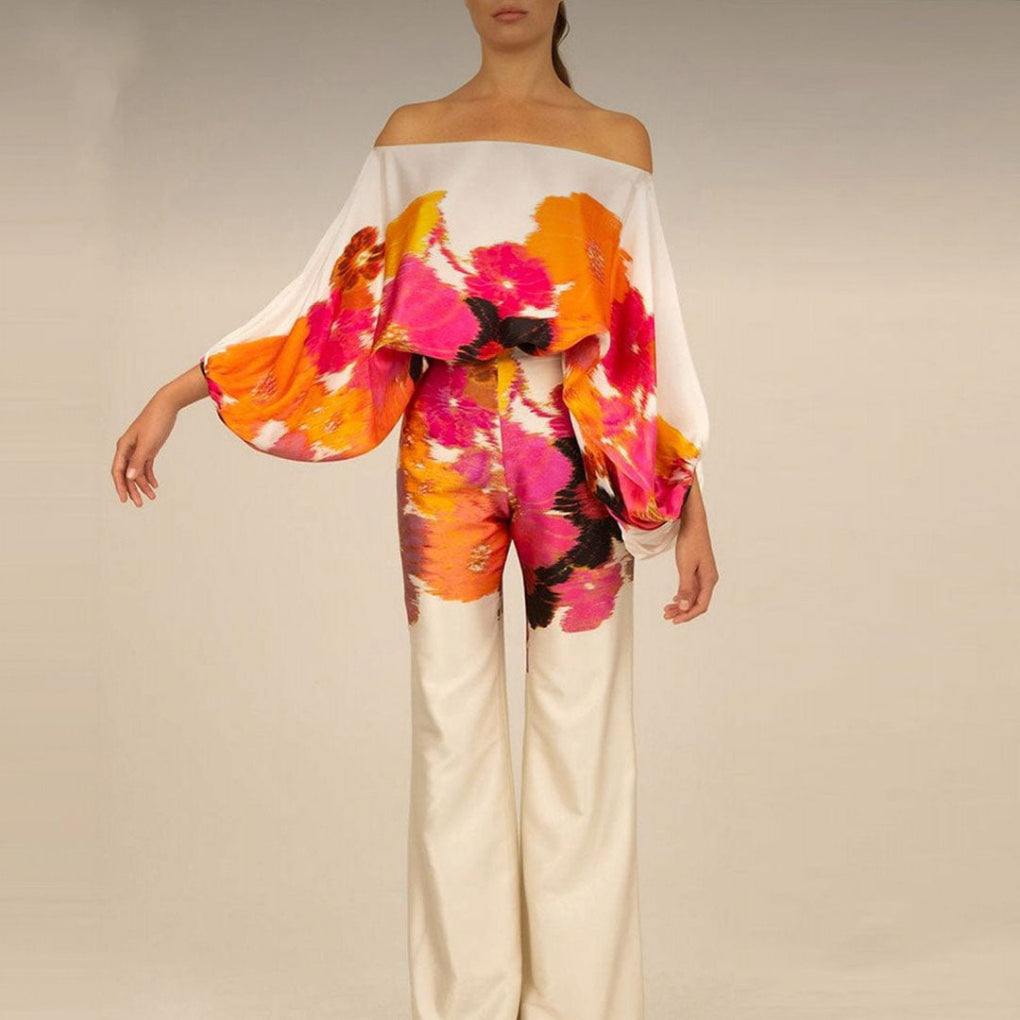 Off-Shoulder-modell, 2-delat set i satin för kvinnor