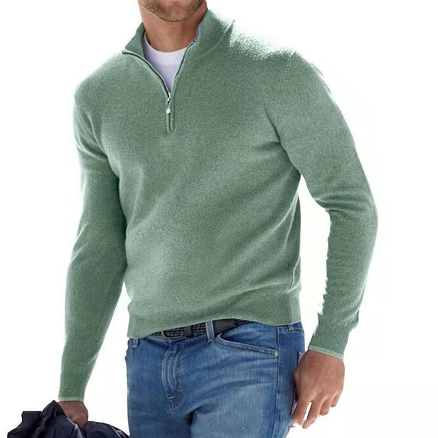 V-hals Pullover för herrar med rits