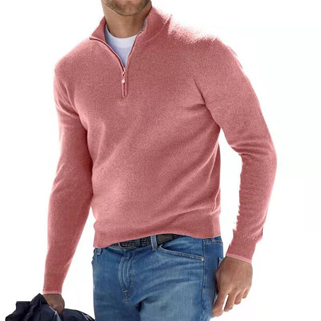 V-hals Pullover för herrar med rits