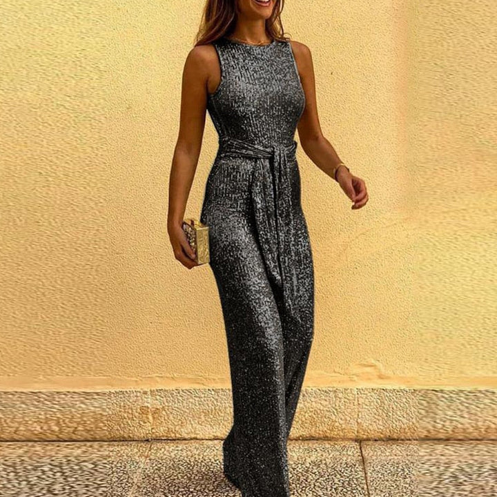 Festlig, glänsande damjumpsuit