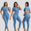 Nova – Stilren denim jumpsuit med raka ben