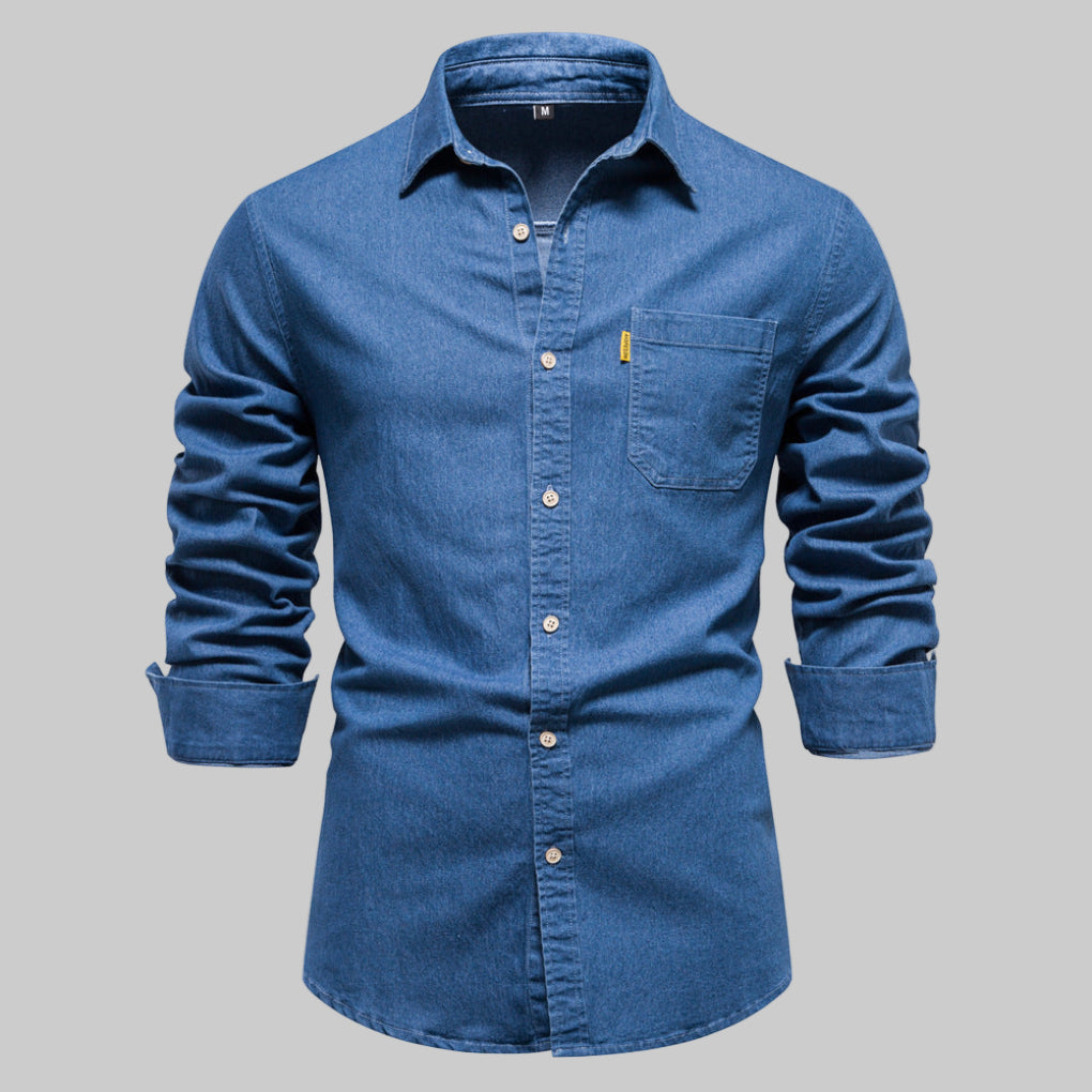 Herre langermet denimskjorte